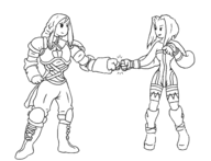 2girls agrias agrias_oaks final_fantasy final_fantasy_tactics fist_bump monk // 1601x1229 // 342KB