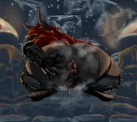 1girl anthro anus artist:unknown ass ass_focus ass_grab ass_spread cloak colored crouching cultist fenring furry grabbing_ass grabbing_own_ass hands_on_ass huge_ass looking_at_viewer looking_back pussy pussy_juice spread_ass spreading squatting steam valheim // 3000x2685 // 1.2MB