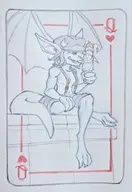 1girl artist:unknown breasts card deadlock gargoyle ice_cream ivy licking multichrome_sketch sitting sketch small_breasts suspenders traditional_medium // 2092x3032 // 600KB