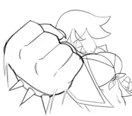 1girl abs angry artist:unknown breasts cleavage deltarune fist gritted_teeth huge_breasts looking_at_viewer monochrome nvel shark_teeth sketch susie teeth tummy // 2384x2092 // 533KB