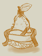 artist:pureo2 bloodstained fairy fruit joke_delivery monochrome pear sketch // 900x1200 // 493KB