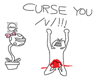 v 1boy 1girl angry artist:unknown blood bow castration eating gore piranha_plant plant pot regret screaming super_mario swearing teeth text // 506x422 // 23KB