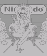 1girl 2boys 2girls artist:bluecollectorbananafan bowser chair crown dress earrings fangs genderbend goomba hat horns koopatrol luigi mario monochrome mustache nintendo overalls peach personification piranha_plant pointy_ears // 1315x1562 // 604KB