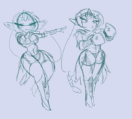 artist:blysill bikini boxing_gloves hyrule_warriors lineart princess_zelda sketch the_legend_of_zelda // 759x689 // 269KB