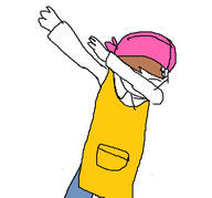 1girl apron artist:laweaacosadora bandana brown_hair colored cooking_mama_(series) dabbing mama mspaint short_hair // 438x409 // 9.9KB