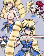 archer artist:pailolidrawfag breasts cleavage colored disgaea disgaea_2 etna huge_breasts oppai_loli prinny symmetrical_docking // 640x800 // 234KB