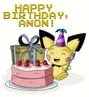 artist:jacinth birthday cake candle colored fork happy happy_birthday hat party_hat pichu pokemon present smile strawberry text // 2000x2198 // 3.3MB