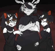 3girls animal_ears australian_devil blackbuck eye_patch horns kemono_friends // 840x778 // 257KB