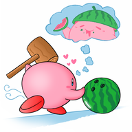 bowling_ball hammer kirby kirby_(series) tagme watermelon // 500x500 // 111KB