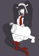 2boys anal black_hair bottomless bulge celestia_ludenberg colored cum danganronpa drill_hair earrings painted_nails penis red_eyes rule_63 sex testicles thigh_highs trap // 2480x3507 // 1000KB