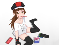 1girl artist:katsunei bandaid brown_hair clara colored green_eyes hat mary_skelter_2 mary_skelter__nightmares thigh_highs // 1073x821 // 295KB