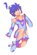 1boy amazon_pandora artist:combos_n_doodles blue_eyes blue_hair colored crossdressing kid_icarus kid_icarus_uprising outfit_swap pit sweat // 865x1296 // 426KB