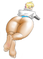 1boy ahoge artist:necrolepsy ass blonde_hair blue_eyes colored feet guilty_gear ky_kiske laying_down looking_back short_hair thick_thighs // 554x761 // 279KB