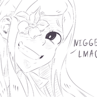 1girl drakengard drakengard_3 flower grin long_hair parody sketch text zero // 1400x1400 // 465KB