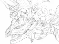 crossover king_dedede kirby_(series) monster_hunter rathalos sketch // 2048x1536 // 539KB