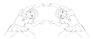 2girls bluescribbleman dragon_ball dragonball fusion_dance glasses hario hat herio pose short_hair sketch skirt summon_night summon_night_swordcraft_story // 1604x682 // 222KB
