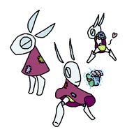 1girl artist:colbumo bunny bunny_girl dress dress_lift heart panties robot robot_girl // 600x600 // 24KB