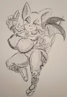 artist:pikapika212 cosplay furry huge_breasts rouge_the_bat sonic_(series) soulcalibur taki traditional_medium // 828x1193 // 130KB