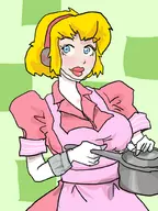 1girl aigis artist:bishopbb big_lips bimbo blonde_hair blue_eyes colored housewife looking_at_viewer pale_skin persona_(series) persona_3 shin_megami_tensei short_hair // 768x1024 // 170KB