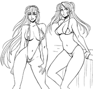 bikini fe13 female fire_emblem fire_emblem_awakening lucina micro_bikini monochrome robin_(fire_emblem) sling_bikini // 700x663 // 209KB