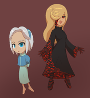 2girls artist:unknown blonde_hair blue_eyes colored grey_hair headband loli maria_robotnik red_eyes sage sonic_(series) // 1400x1527 // 458KB