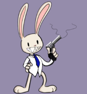 1boy artist:unknown colored fiearm gun hands_on_hips max pose sam_&_max shirt weapon // 818x880 // 230KB