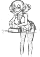 1girl arcade_stick controller digimon digimon_story_cyber_sleuth gaming garterbelt joystick necklace nokia_shiramine sketch smile thigh_highs twintails wip // 684x957 // 338KB