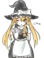 1girl artist:unknown blown_kiss marisa_kirisame one_eye_closed touhou twintails witch // 691x898 // 561KB