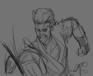 1boy alien artist:john_doe grimace male monochrome paul_phoenix sketch tekken // 1313x1080 // 596KB