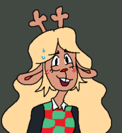 1girl anthro artist:painto blush breasts buck_teeth colored deltarune furry looking_at_viewer medium_breasts noelle_holiday sweat sweating // 299x325 // 4.2KB