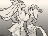 armwear artist:ebvert ass breast_squish breasts celesdir huge_breasts looking_at_partner palworld Pseudoregalia sybil thick_thighs thigh_highs // 888x668 // 359KB