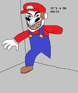 1boy artist:laweaacosadora blue_eyes brown_hair colored gloves grin hat mario mspaint mustache overalls short_hair super_mario text // 696x832 // 17KB