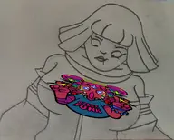 1girl artist:billyfutureboy bel bomb_rush_cyberfunk huge_breasts traditional_medium // 3272x2627 // 4.3MB